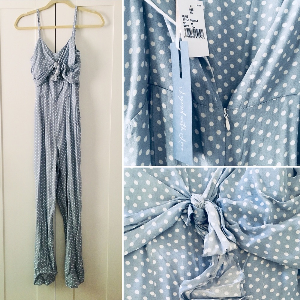 Polka dot jumpsuit NWT light blue